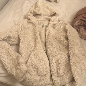 Fuzzy white hoodie